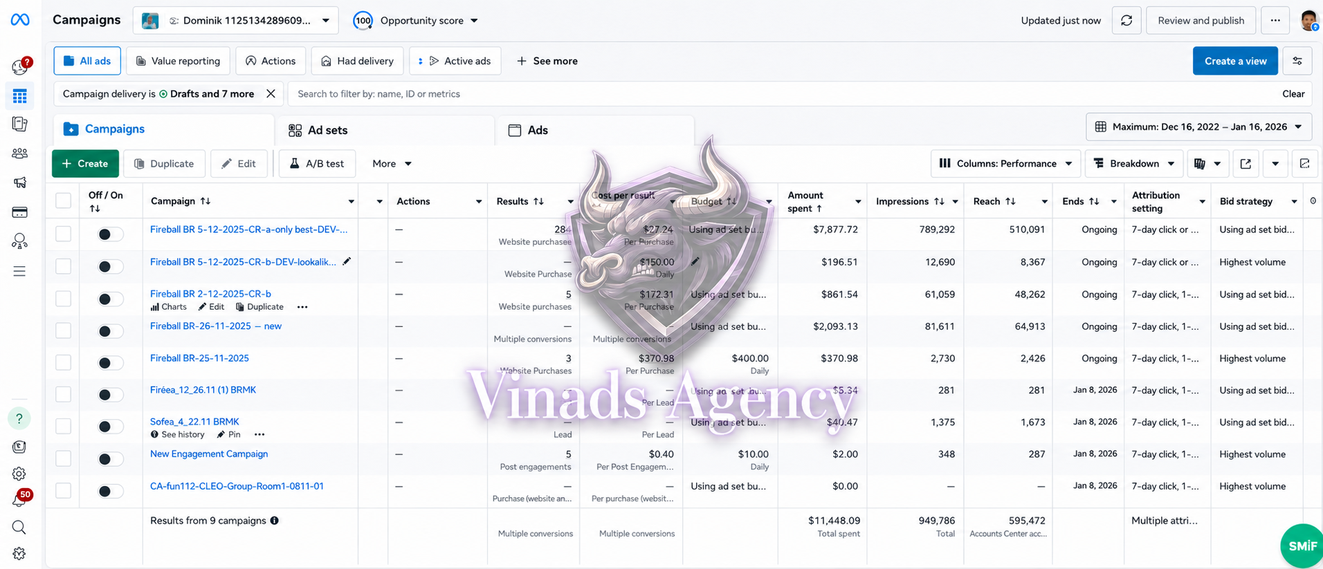 Nutra hoạt động chiến dịch khách hàng có watermark Vinads Agency